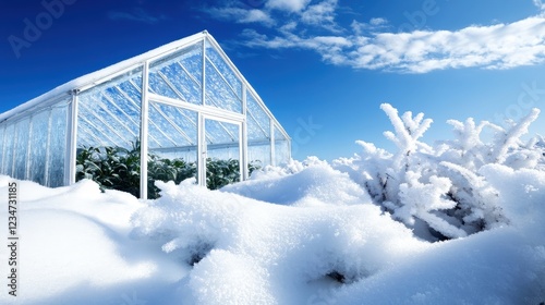 Winter Wonderland Greenhouse Surrounded by Snowy Landscape Bliss