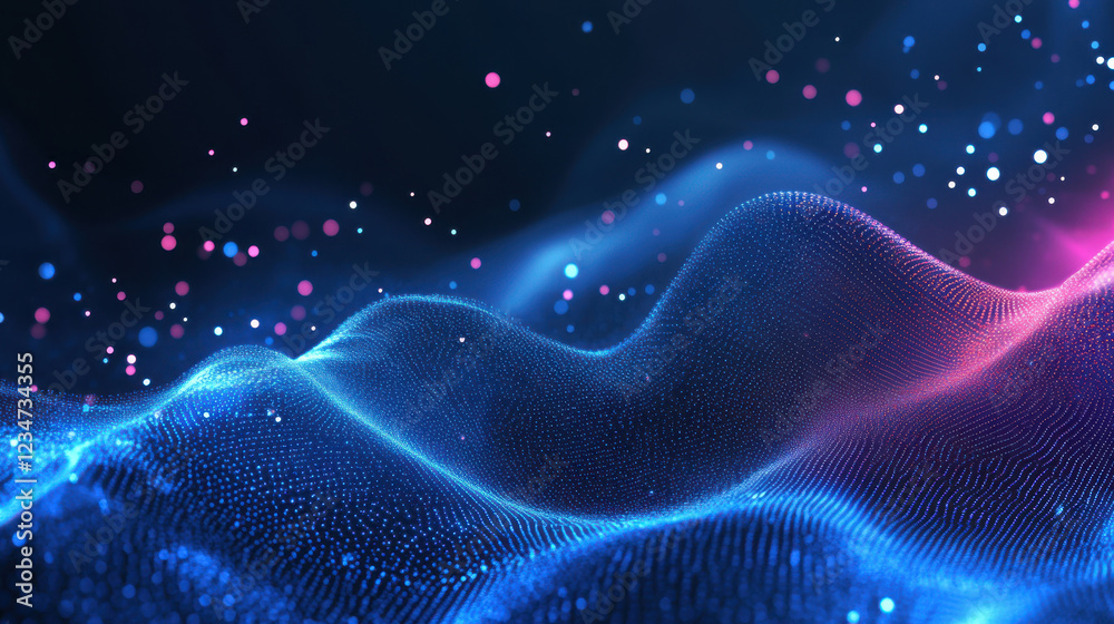 Obraz premium Luxurious abstract background with glowing waves and particles