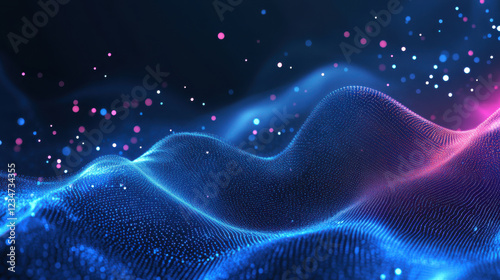 Luxurious abstract background with glowing waves and particles