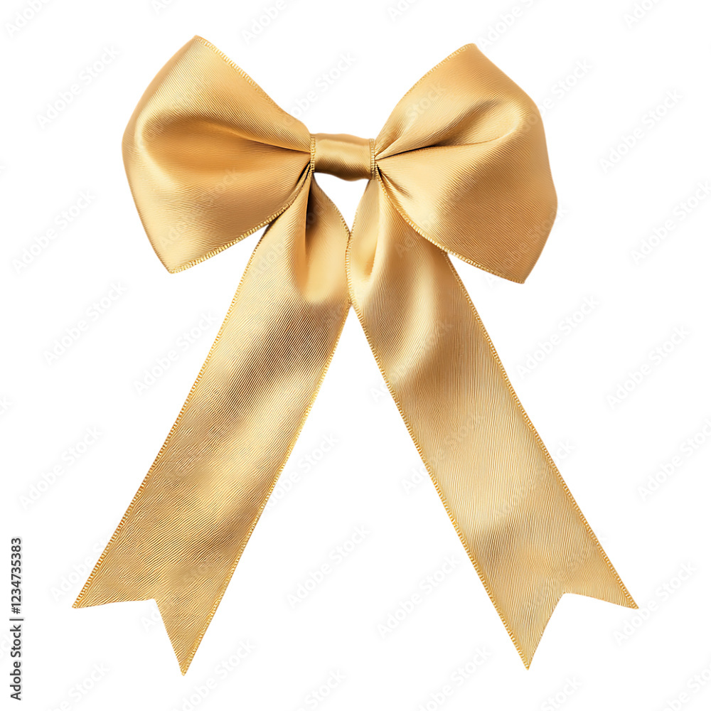 Fototapeta premium PNG Golden Satin Bow Against Transparent Background for Gift Wrapping, Fashion, or Decorative Design Projects