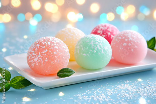 P A soft and pastel image of warabi mochi wit photo