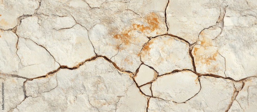 Obraz premium Cracked textured surface of beige stone with rough details and subtle color variations Copy Space