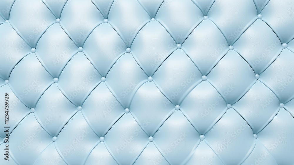Fototapeta premium Soft Pastel Blue Seamless Upholstery Fabric Featuring Diamond Tufting and Elegant Texture for Interior Design and Decorative Upholstery Projects