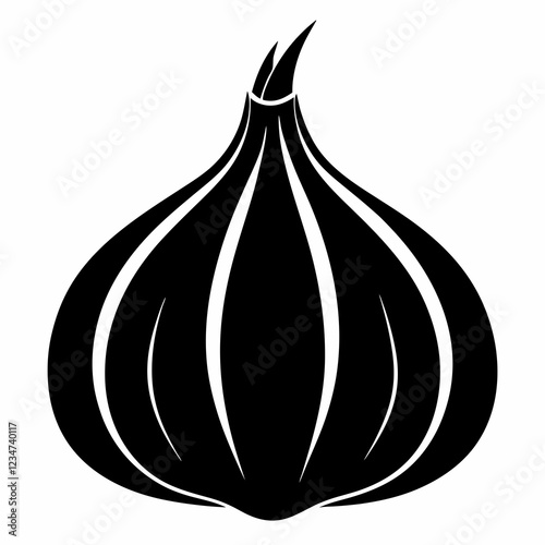 Garlic Icon in Black Silhouette