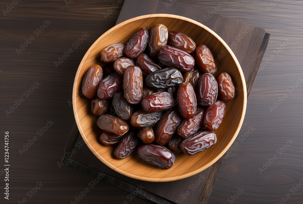 Fresh Dates in a Bowl, Artistic Flat Lay Fresh Dates in a Bowl, Artistic Flat Lay