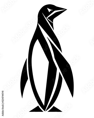 Minimalist Penguin Logo Black and White Sleek Silhouette Design