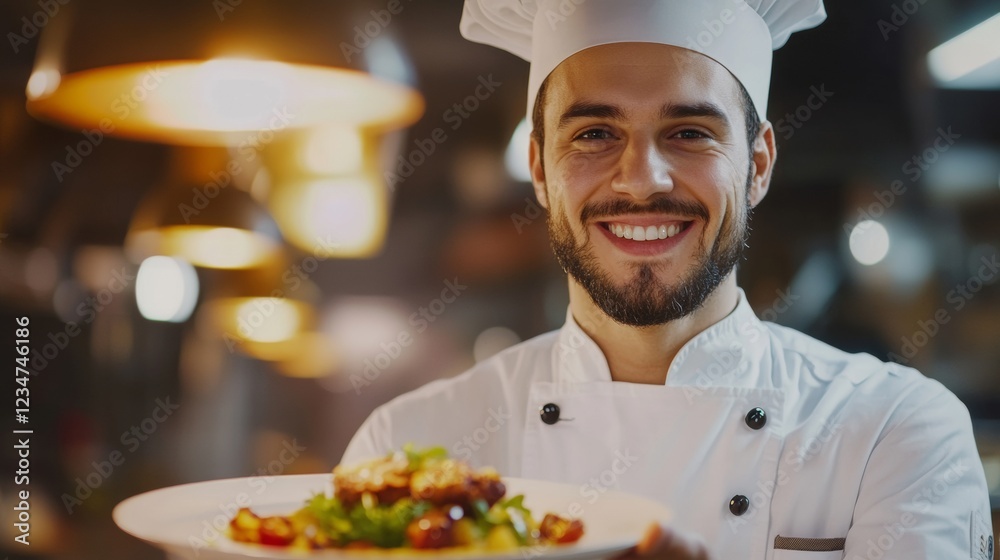 chef smiling at the camera with his plate chef smiling at the camera with his plate