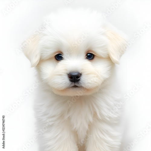  Cute Maltese Puppy Sitting on White Background