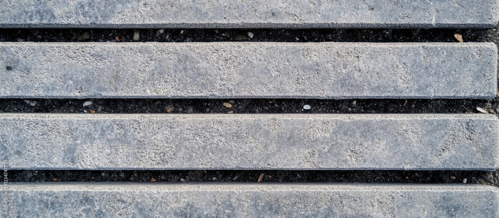 Concrete pavement surface with parallel grooves and dirt in between, perfect for backgrounds or textures, Copy Space available Concrete pavement surface with parallel grooves and dirt in between, perfect for backgrounds or textures, Copy Space available
