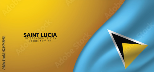 saint lucia independence day 22 February waving flag vector poster