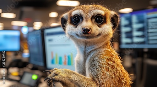 Wallpaper Mural Meerkat Working at Office Computers Torontodigital.ca