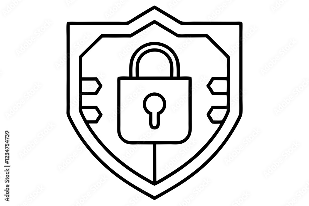Line Art Lock Icon for Cybersecurity, Privacy Protection, and Digital Security Line Art Lock Icon for Cybersecurity, Privacy Protection, and Digital Security