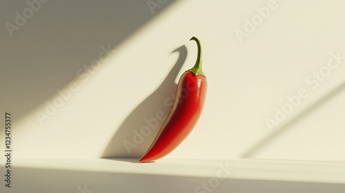 Obraz na płótnie Red chili pepper on white surface with shadow