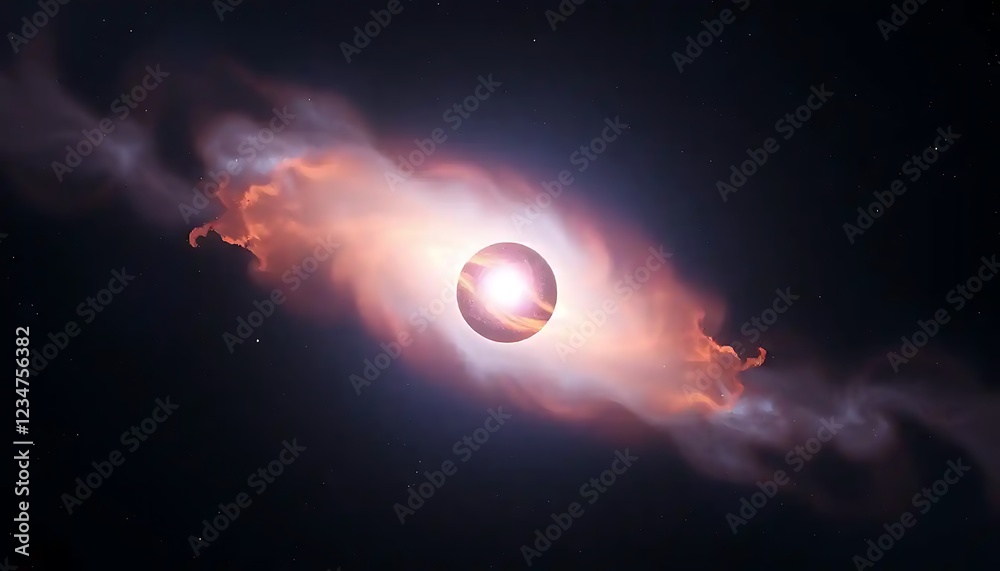 Celestial Body Surrounded By Cosmic Nebula Clouds Celestial Body Surrounded By Cosmic Nebula Clouds