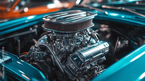 Wallpaper Mural Shot on the blower injector on the mask of classic muscle car Torontodigital.ca