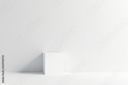 Wallpaper Mural Minimalist White Cube on a Blank Wall, Ideal for Product Display and Design Presentations Torontodigital.ca