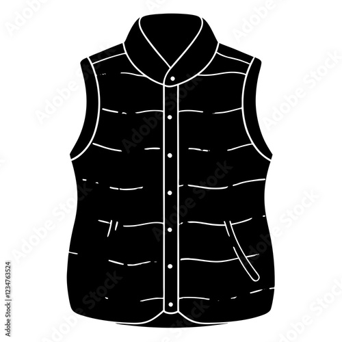 Puffer vest silhouette on with white background