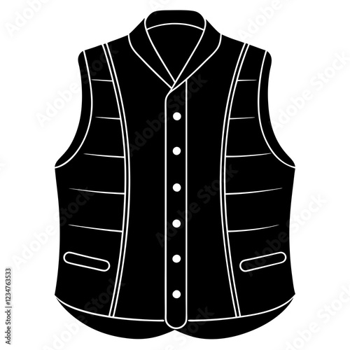 Puffer vest silhouette on with white background