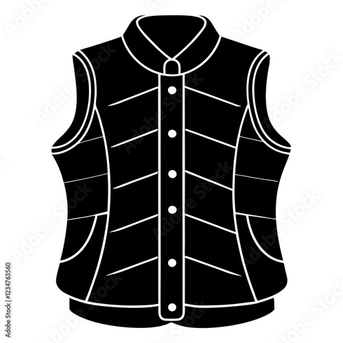 Puffer vest silhouette on with white background