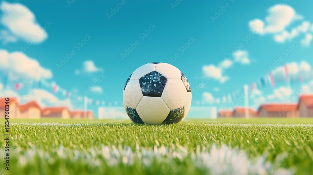 Fototapeta premium World Football Championship, goal on the field in the center of the frame in the daytime