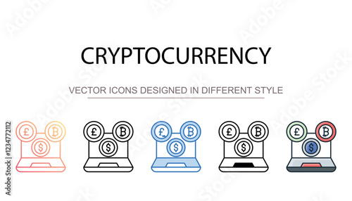 Cryptocurrency icon design with white background stock illustration