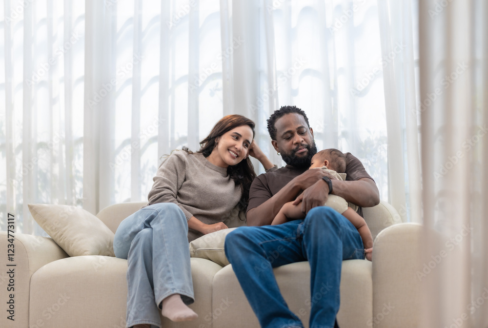 Happy Black Family Relaxing at Home Happy Black Family Relaxing at Home