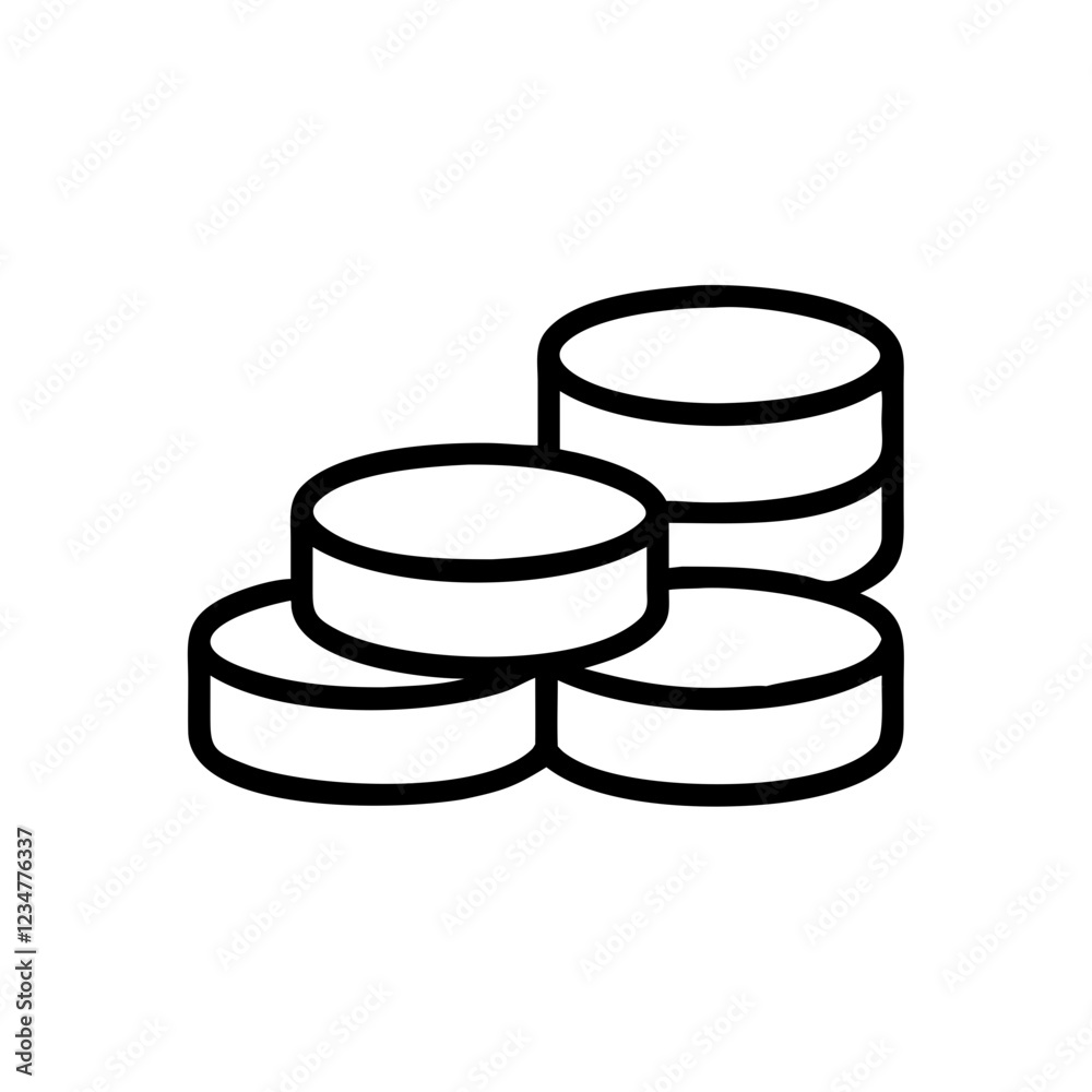 Coin Stack Vector Icon for Currency and Financial Representation Coin Stack Vector Icon for Currency and Financial Representation