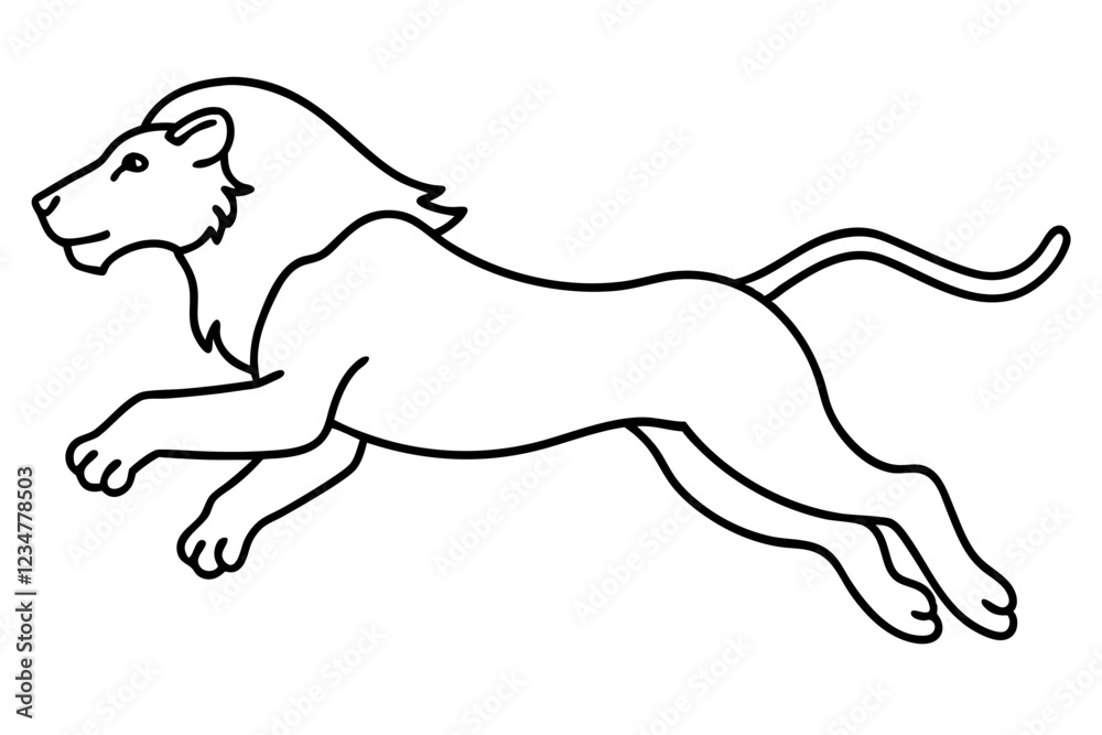 Lion in Motion One-Line Vector Art Lion in Motion One-Line Vector Art