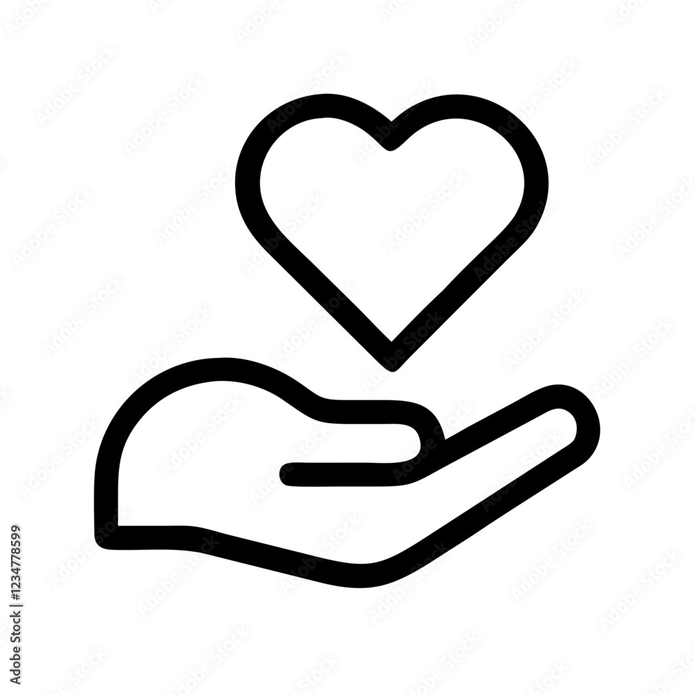 Hand Holding Heart Vector Icon for Love and Care Representation Hand Holding Heart Vector Icon for Love and Care Representation
