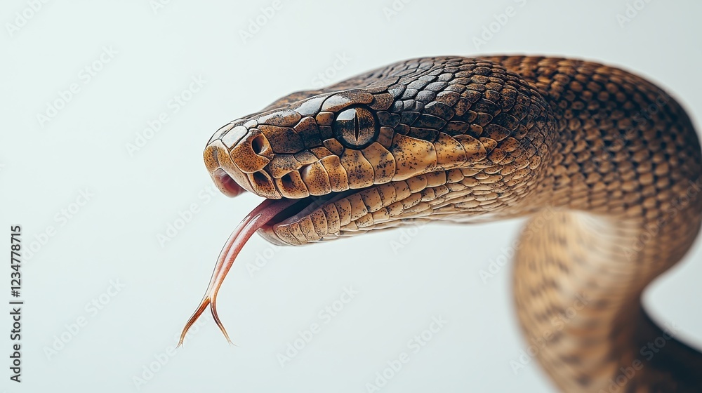 Obraz premium Close-Up of a Colorful Snake with Tongue Flicking in the Air