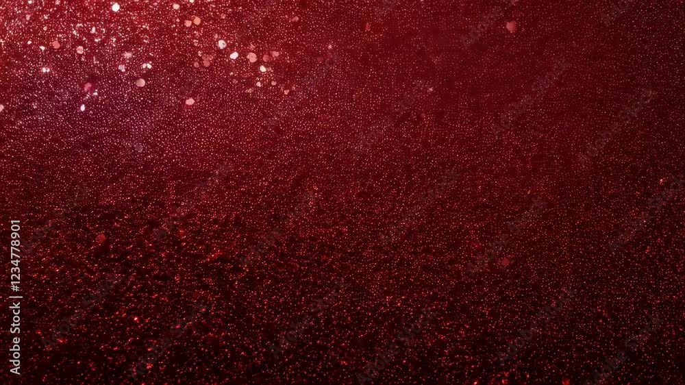 Glittering red particle transition with shimmering sparkles and dynamic movement