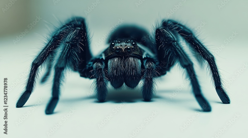 Macro Shot of a Black Spider on a Light Background Macro Shot of a Black Spider on a Light Background