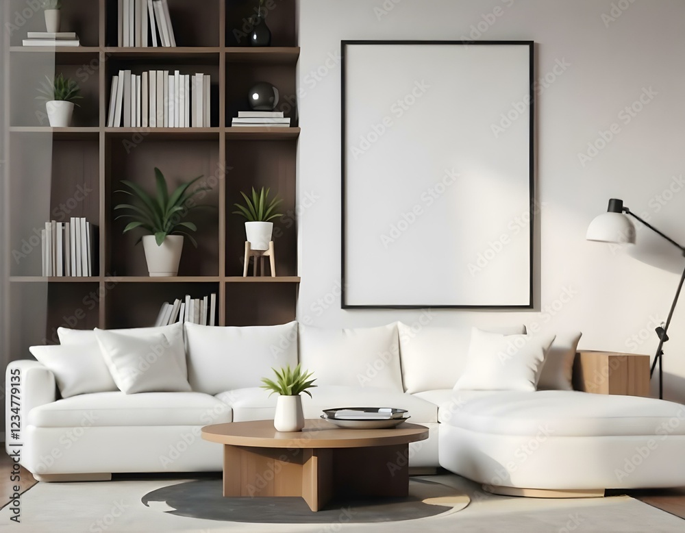 Fototapeta premium Modern Living Room Interior With Mockup