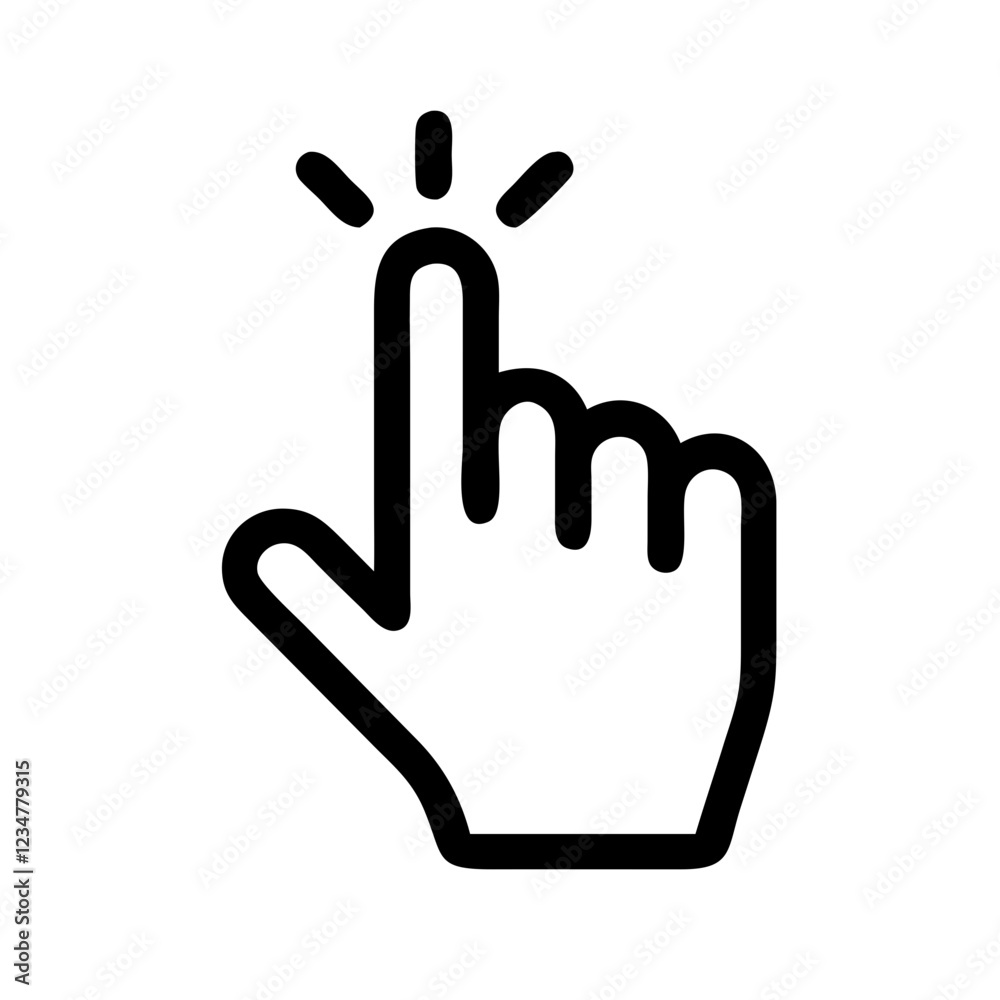 Interactive Hand Cursor Click Vector Icon for Navigation and User Interaction Interactive Hand Cursor Click Vector Icon for Navigation and User Interaction