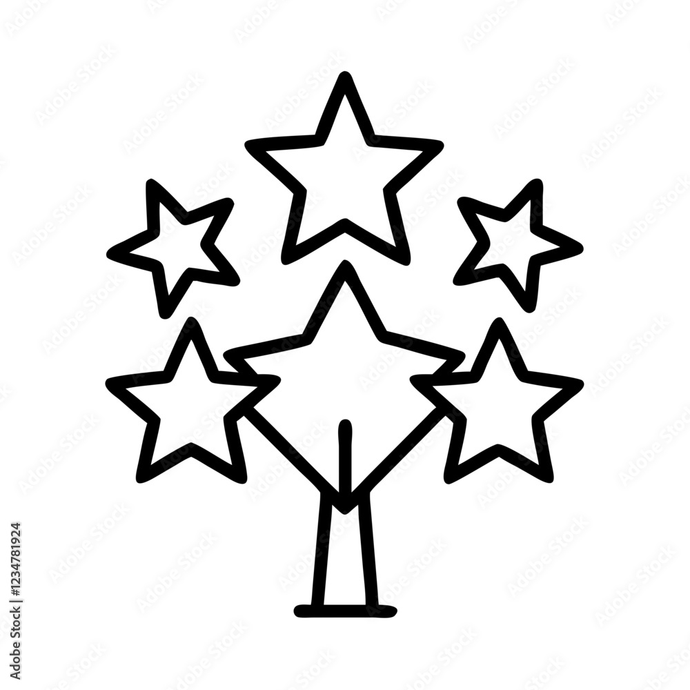 Star Tree Vector Icon for Nature and Celestial Representation Star Tree Vector Icon for Nature and Celestial Representation