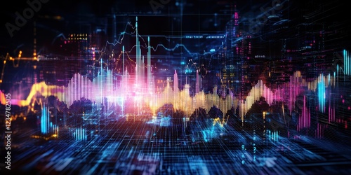 This image showcases a vibrant visualization of data analytics, featuring layered charts and graphs in bright colors, representing the complexity and beauty of digital data interpretation.