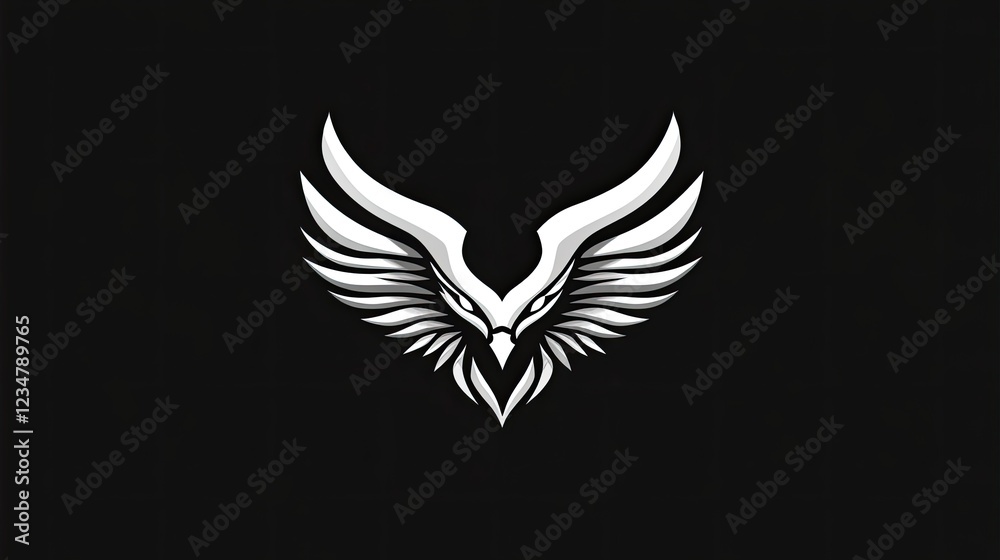 Fototapeta premium White Eagle Wings Logo Design, Dark Background, Graphic Symbol, Branding