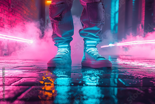 A street dancer dancing in the street