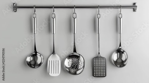 Synchronization of kitchen utensils in organized hanging display