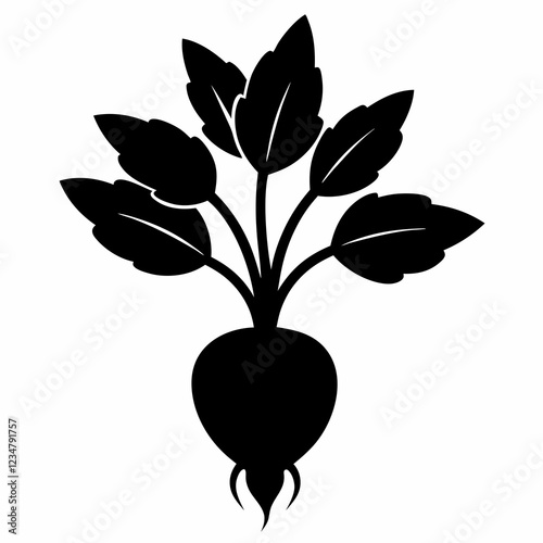 Minimalist Daikon Sprouts Silhouette Vector Art