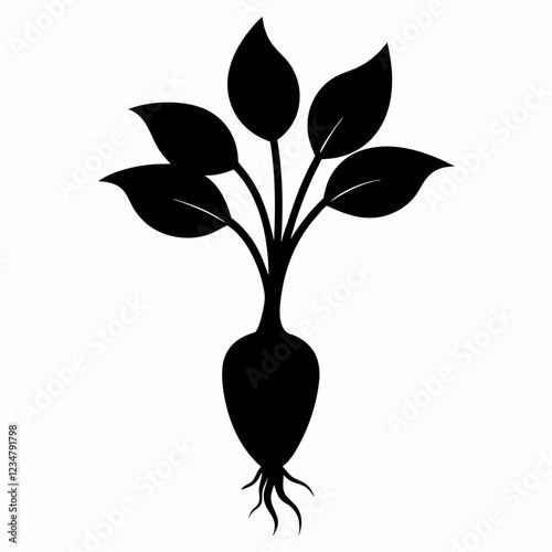Minimalist Daikon Sprouts Silhouette Vector Art