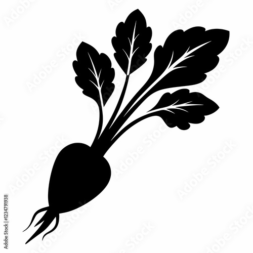 Minimalist Daikon Sprouts Silhouette Vector Art