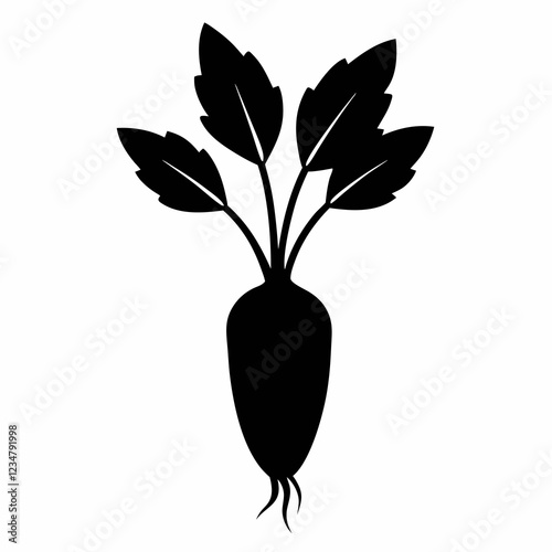 Minimalist Daikon Sprouts Silhouette Vector Art