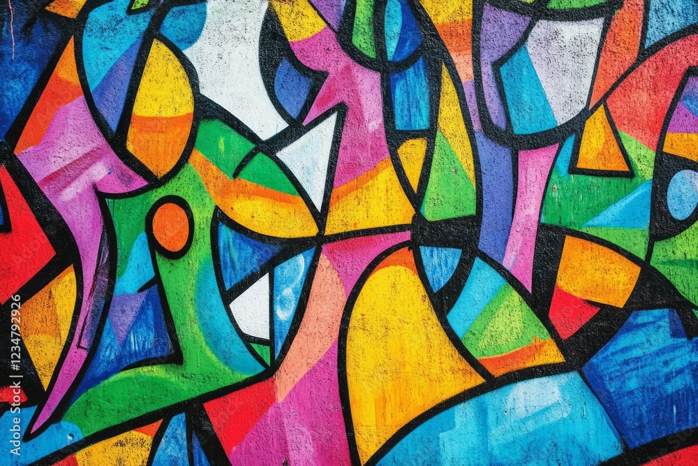 Vibrant abstract street art on brick wall. Neural network AI generated Vibrant abstract street art on brick wall. Neural network AI generated