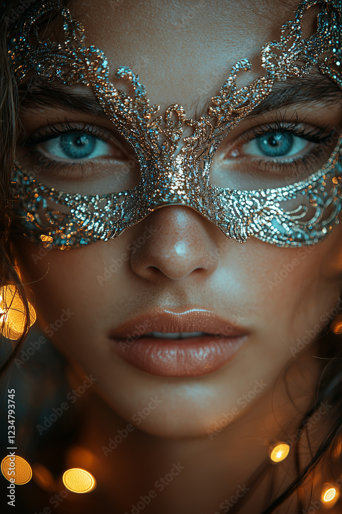 Portrait of a woman wearing a venetian mask Portrait of a woman wearing a venetian mask