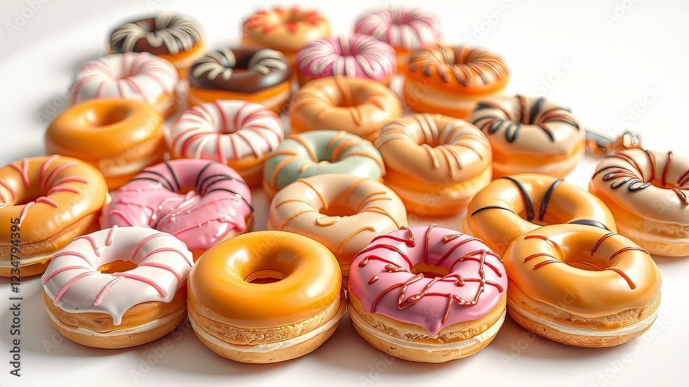Cute Cartoon Donuts - Colorful Dessert Art - AI Photo Cute Cartoon Donuts - Colorful Dessert Art - AI Photo