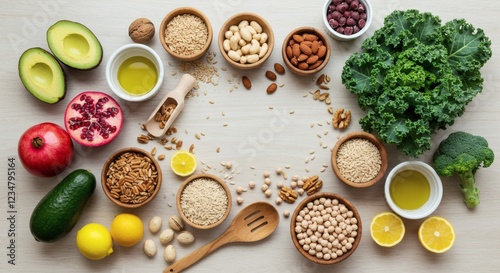 Wallpaper Mural Healthy Vegan Food Ingredients Flat Lay Photography Torontodigital.ca