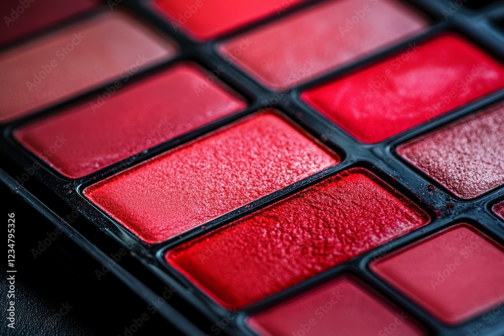 Close-up of lipstick palette in red tones. Neural network AI generated Close-up of lipstick palette in red tones. Neural network AI generated