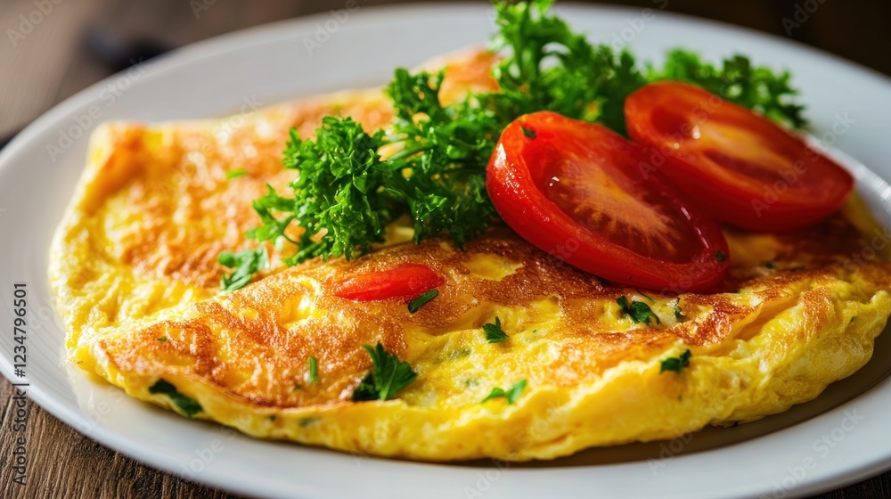 Omelette with Parsley and Tomato Slices Omelette with Parsley and Tomato Slices