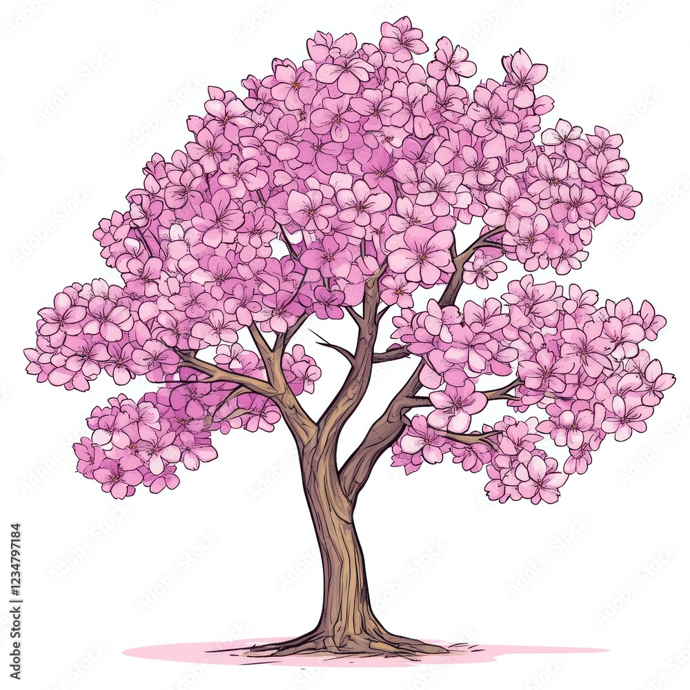 Fototapeta premium Pink Cherry Blossom Tree In Full Bloom
